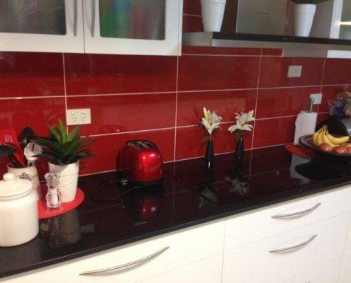 kitchen splashback red tiles