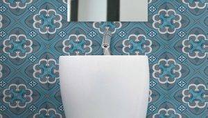 tangiers turquoise charcoal printed tiles