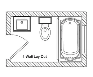 one wall layout bathroom